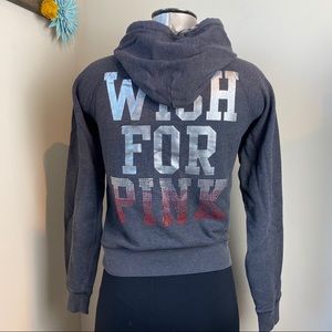 Victoria’s Secret PINK 90’s Bling hoodie embellished Size Small Gray Y2K 00s
